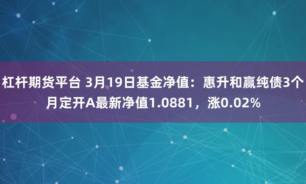 杠杆期货平台 3月19日基金净值：惠升和赢纯债3个月定开A最新净值1.0881，涨0.02%