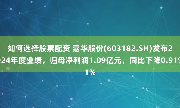 如何选择股票配资 嘉华股份(603182.SH)发布2024年度业绩，归母净利润1.09亿元，同比下降0.91%